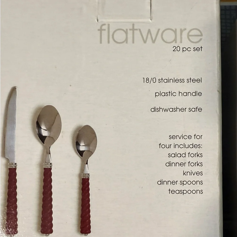 🏡NWOT Still in the box Wine/Silver Flatware Set - TWO BOXES- 20 Piece each box